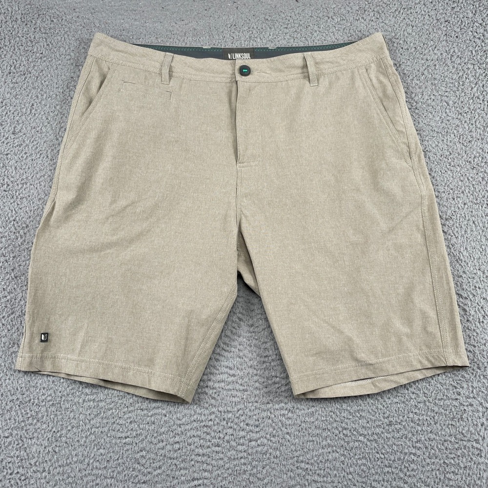Linksoul Shorts Mens 36 Tan Boardwalker LS6511 Golf Hybrid Recycled Stretch